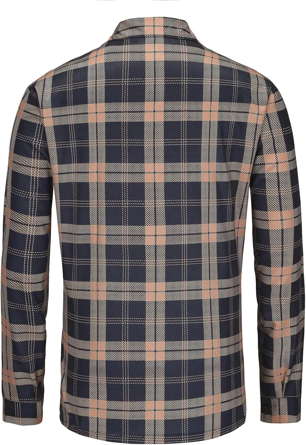 Men's Casual Plaid Shirt Long Sleeve Button Down Shirt Regular Fit Plaid Shirt