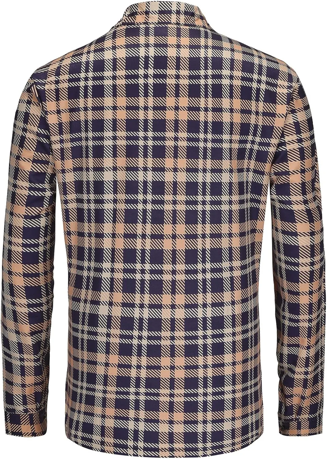 Men's Casual Plaid Shirt Long Sleeve Button Down Shirt Regular Fit Plaid Shirt