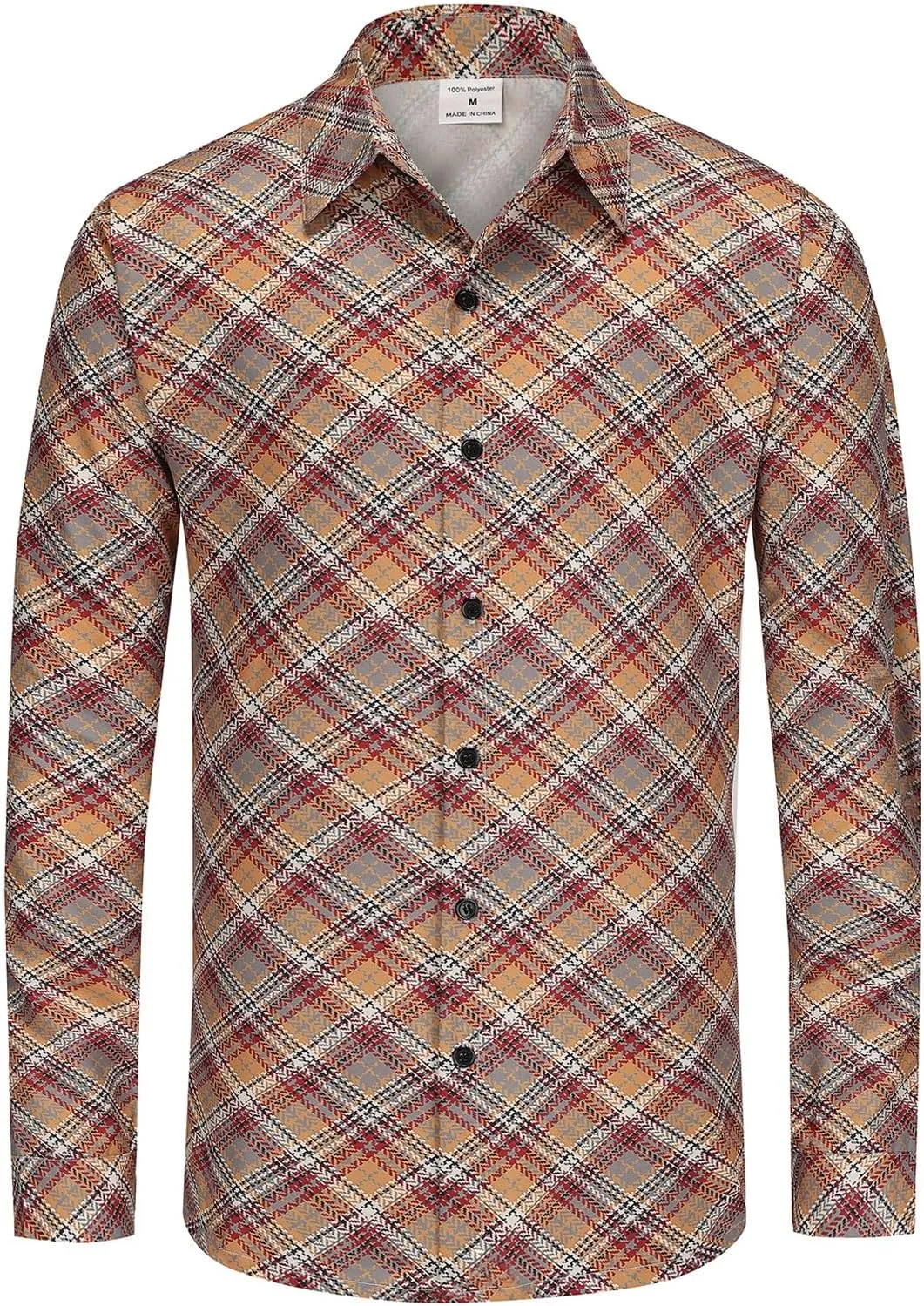 Men's Casual Plaid Shirt Long Sleeve Button Down Shirt Regular Fit Plaid Shirt