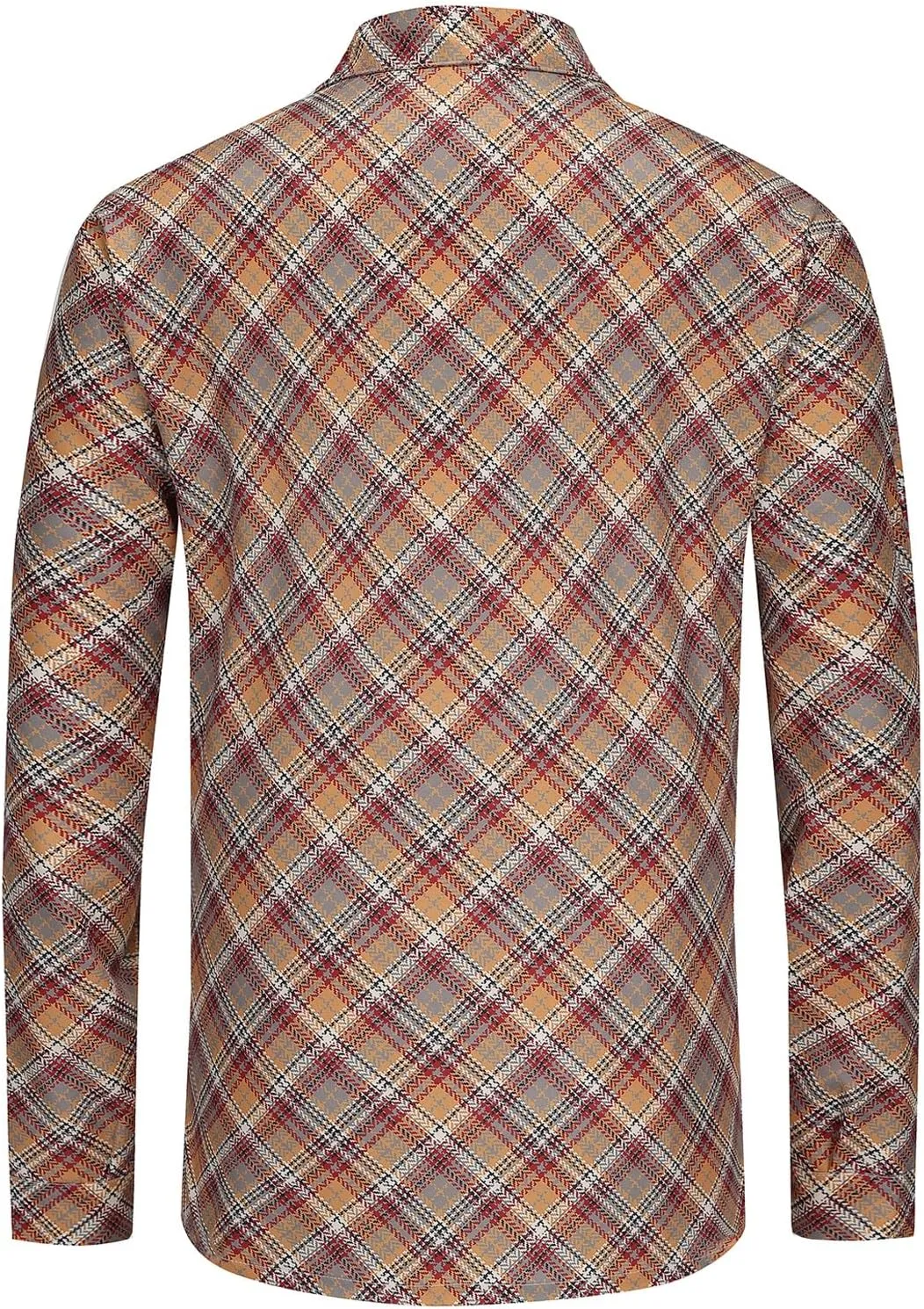 Men's Casual Plaid Shirt Long Sleeve Button Down Shirt Regular Fit Plaid Shirt
