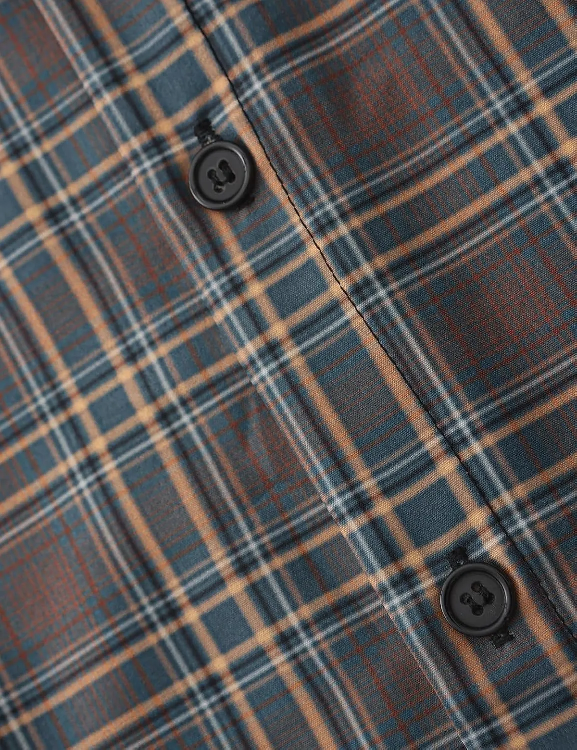 Men's Casual Plaid Shirt Long Sleeve Button Down Shirt Regular Fit Plaid Shirt