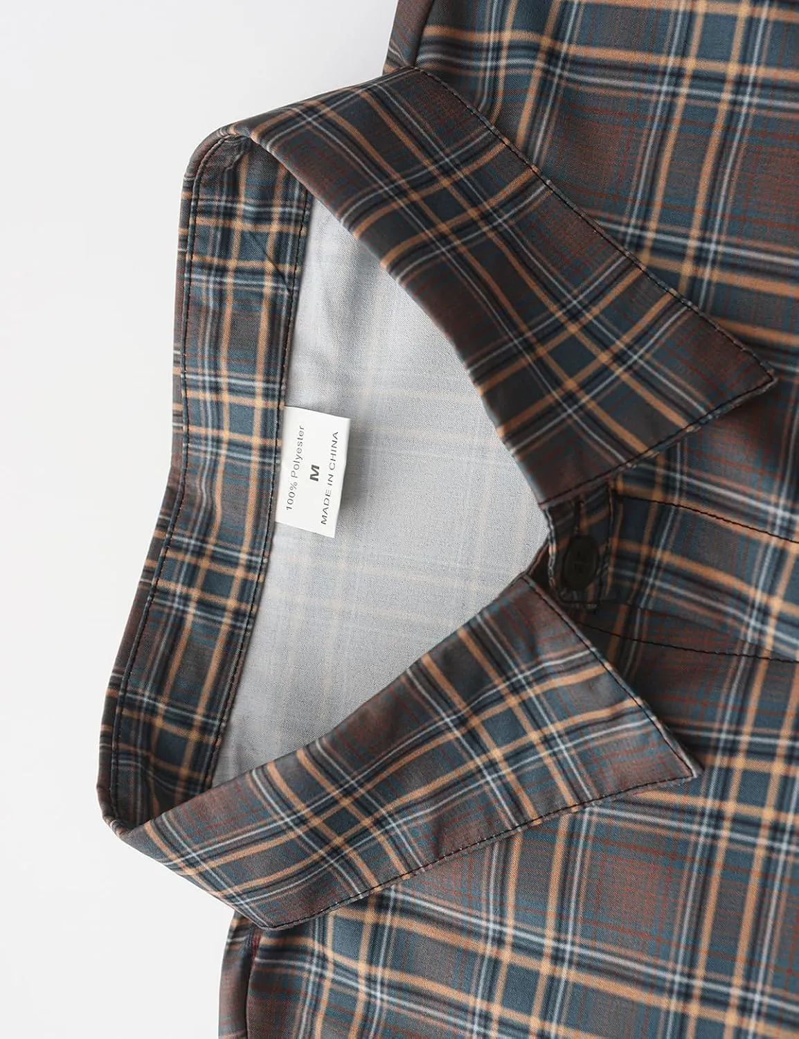 Men's Casual Plaid Shirt Long Sleeve Button Down Shirt Regular Fit Plaid Shirt