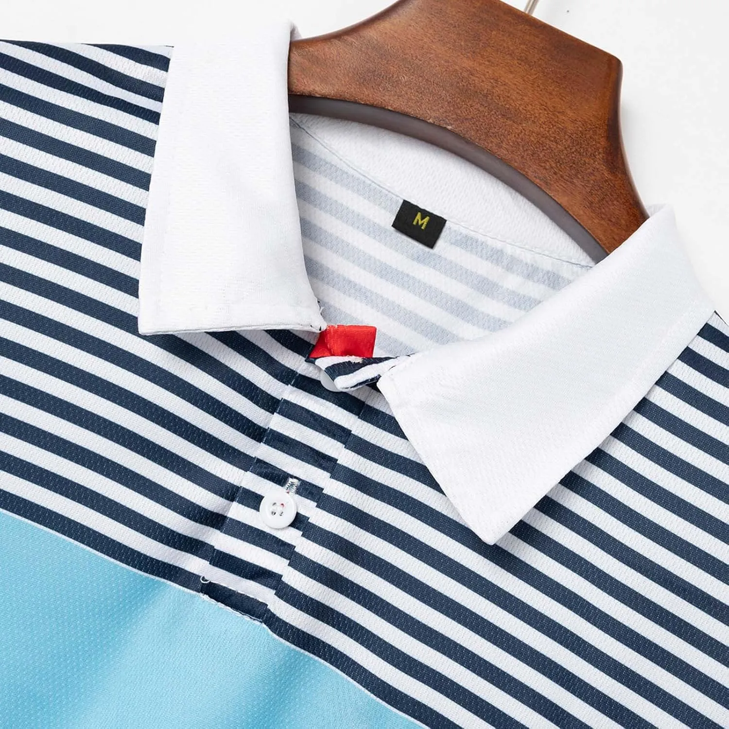 Mens Casual Polo Shirts Short Sleeve Casual Work Shirt Fashion Golf Shirt Classic Striped Collared Slim Fit T-Shirt