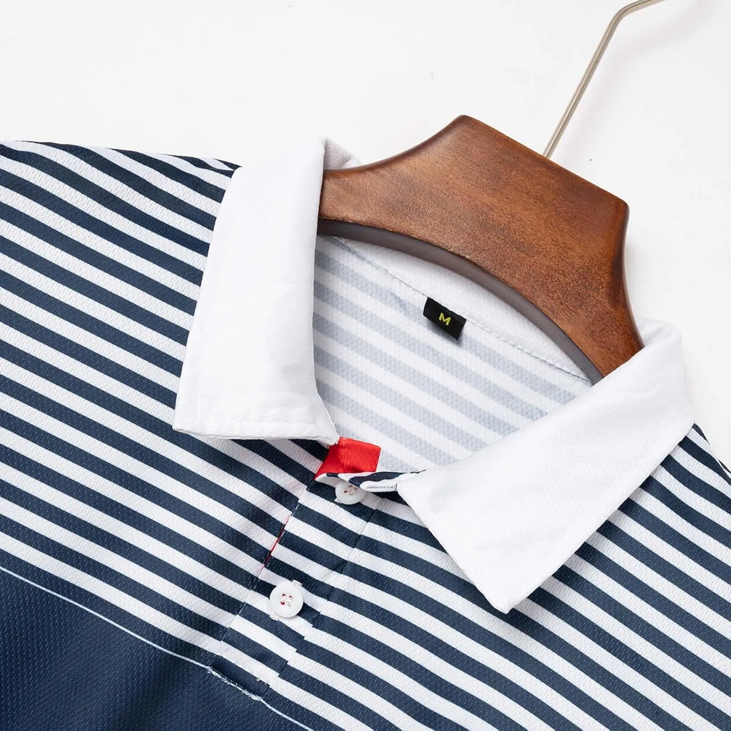 Mens Casual Polo Shirts Short Sleeve Casual Work Shirt Fashion Golf Shirt Classic Striped Collared Slim Fit T-Shirt