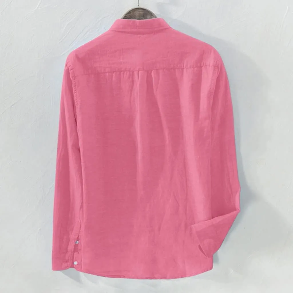 Men's Casual Shirt Long Sleeve Casual Button Down Shirt for Men Summer Beach Wedding Shirt Cotton Linen T-Shirts