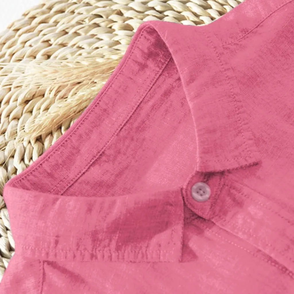 Men's Casual Shirt Long Sleeve Casual Button Down Shirt for Men Summer Beach Wedding Shirt Cotton Linen T-Shirts