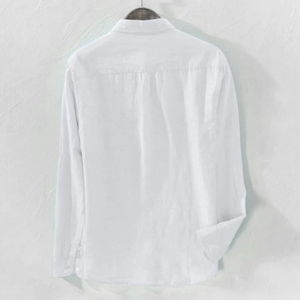 Men's Casual Shirt Long Sleeve Casual Button Down Shirt for Men Summer Beach Wedding Shirt Cotton Linen T-Shirts