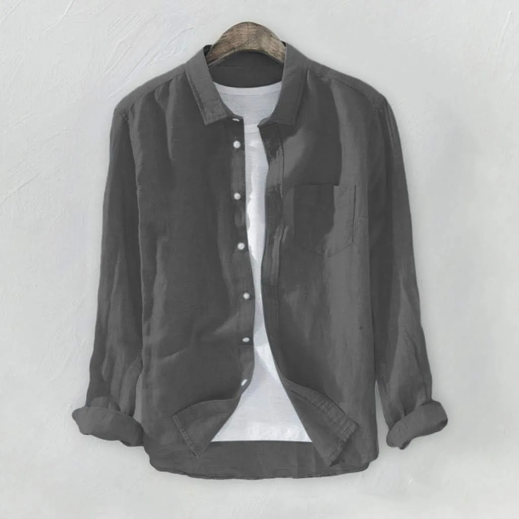 Men's Casual Shirt Long Sleeve Casual Button Down Shirt for Men Summer Beach Wedding Shirt Cotton Linen T-Shirts