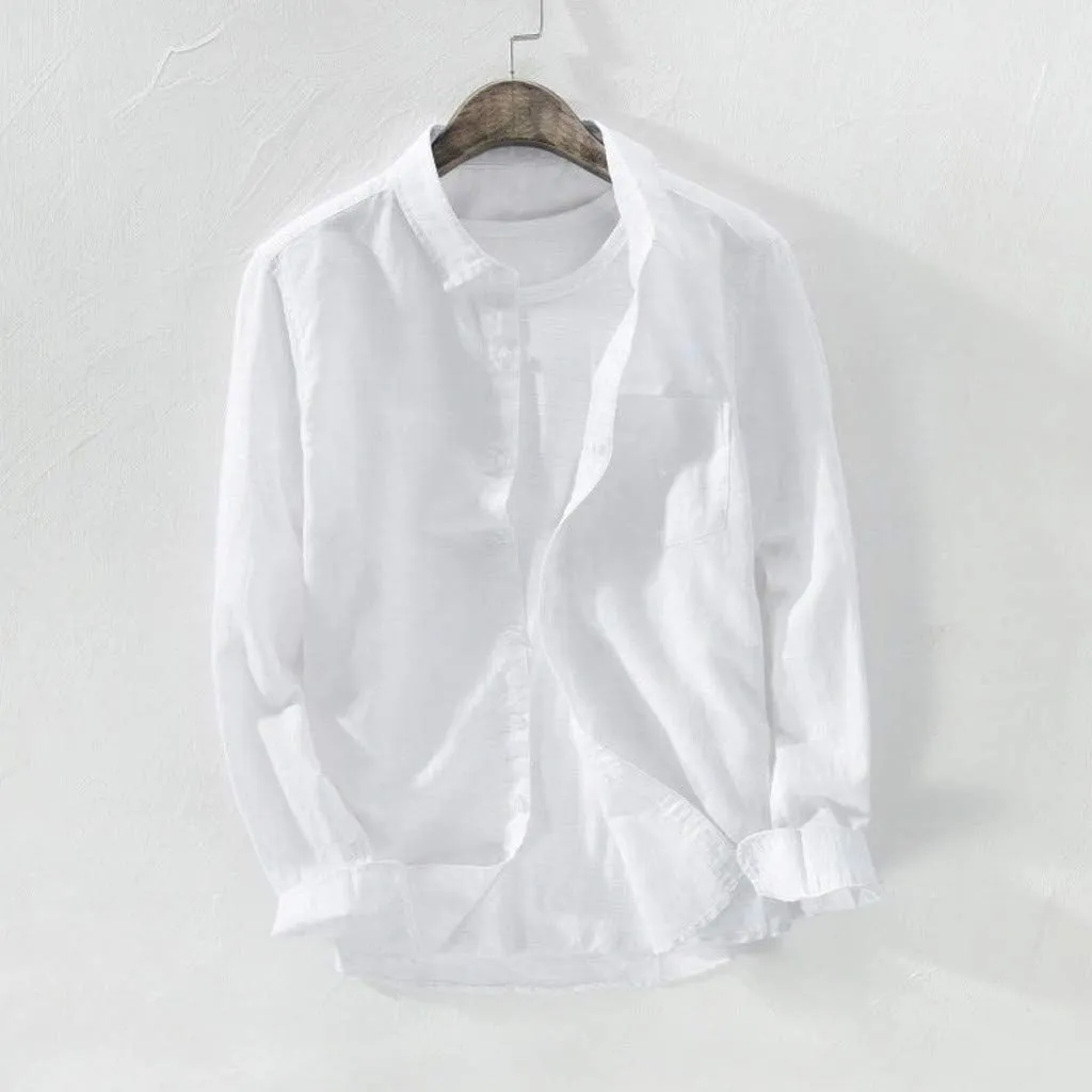 Men's Casual Shirt Long Sleeve Casual Button Down Shirt for Men Summer Beach Wedding Shirt Cotton Linen T-Shirts