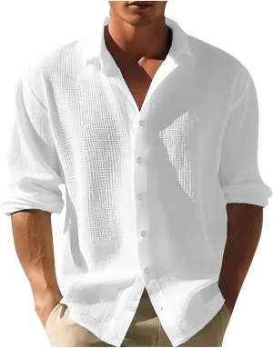 Men's Casual Shirt Long Sleeve Casual Button Down Shirt for Men Wrinkle Free Untucked Summer Beach Wedding Shirt Top