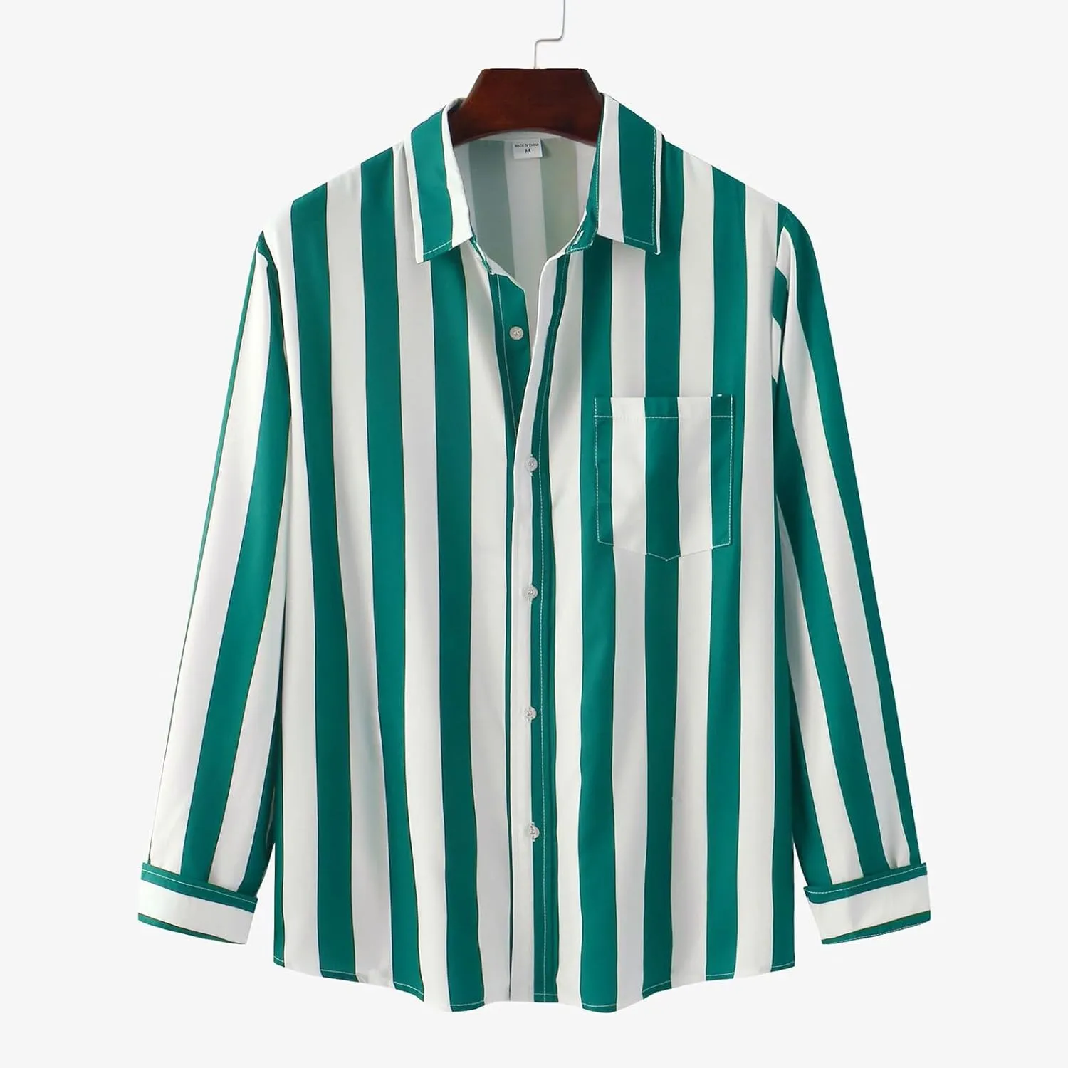 Men's Casual Stylish Striped Shirt Long Sleeve Button Down Cotton Shirts Fashion Casual Shirt