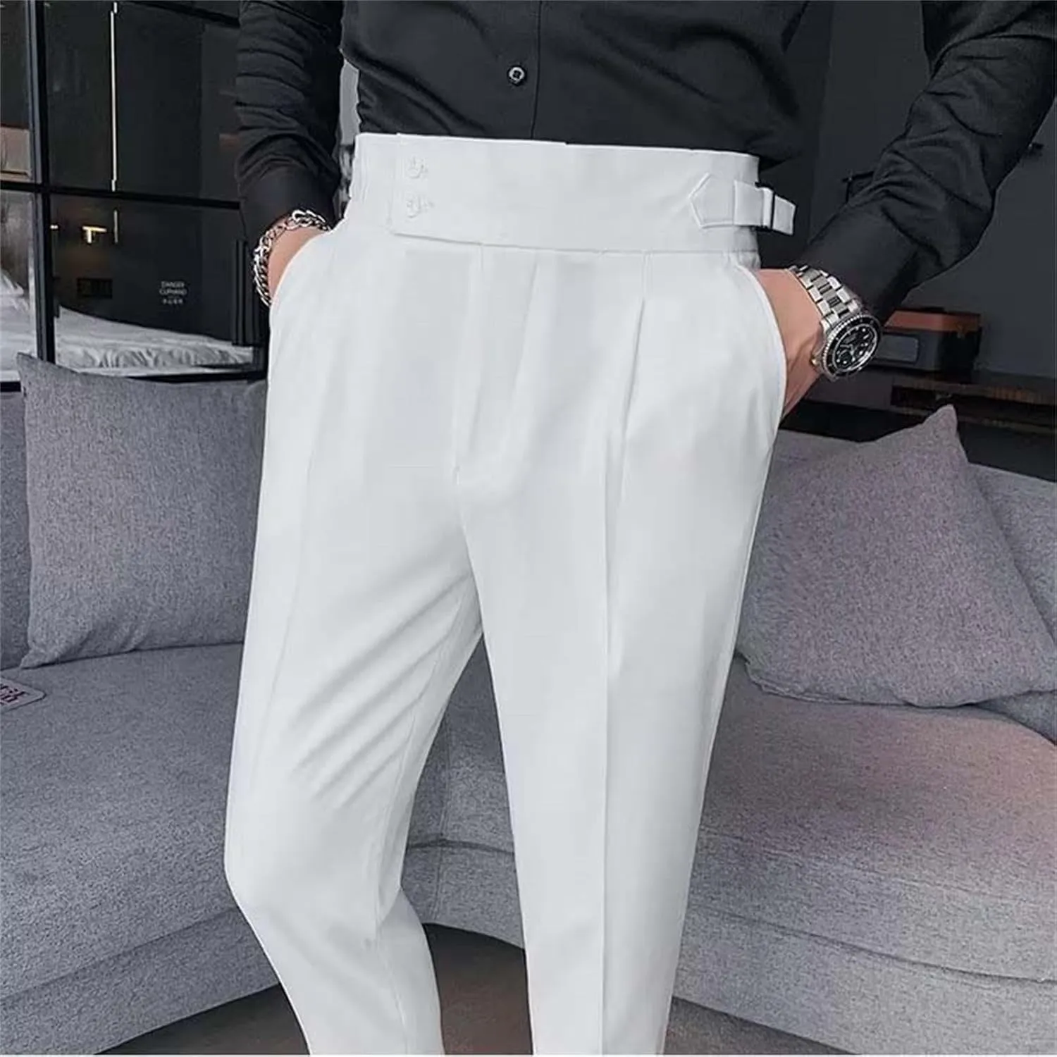 Mens Chinos Pants Fashion Formal Slim Fit Skinny Dress Pants Lightweight Slacks Formal Dress Trousers