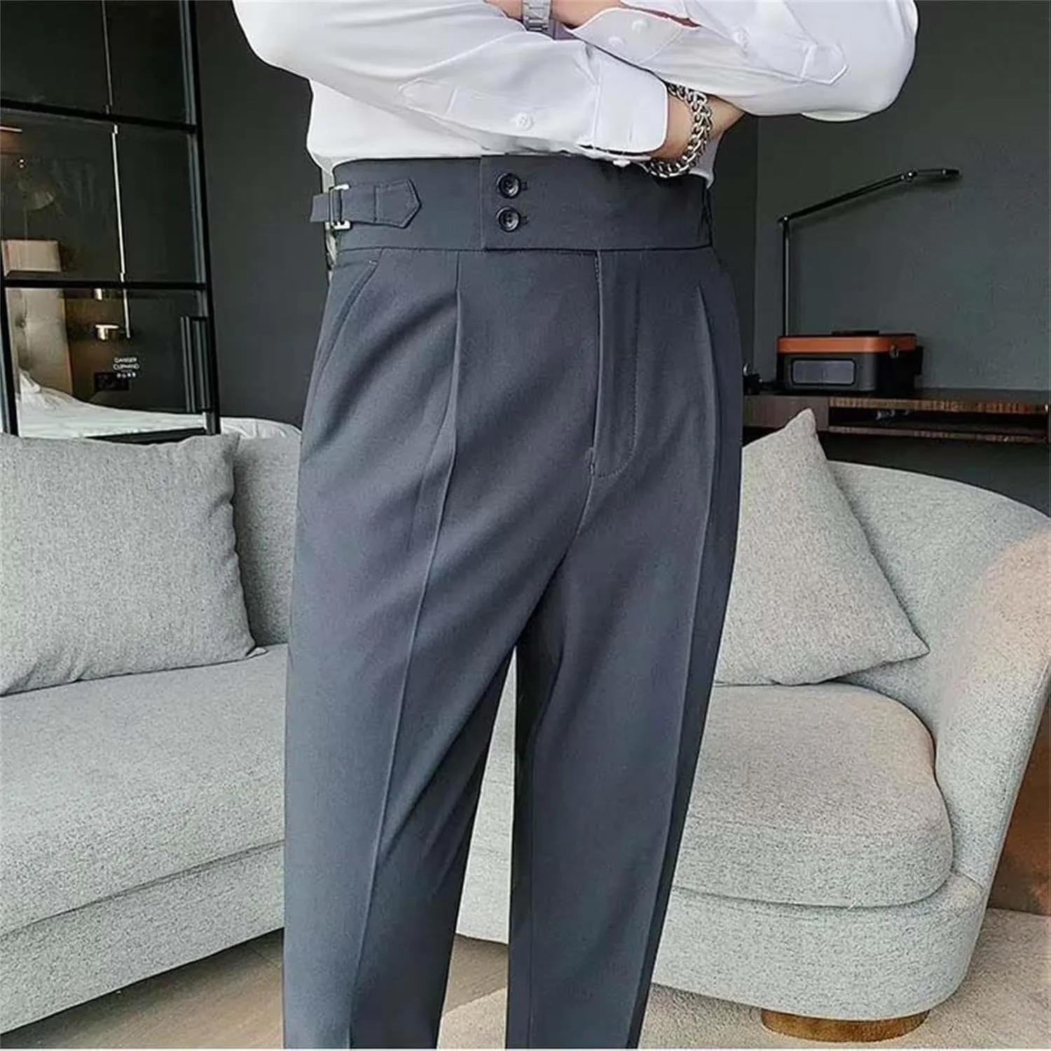 Mens Chinos Pants Fashion Formal Slim Fit Skinny Dress Pants Lightweight Slacks Formal Dress Trousers