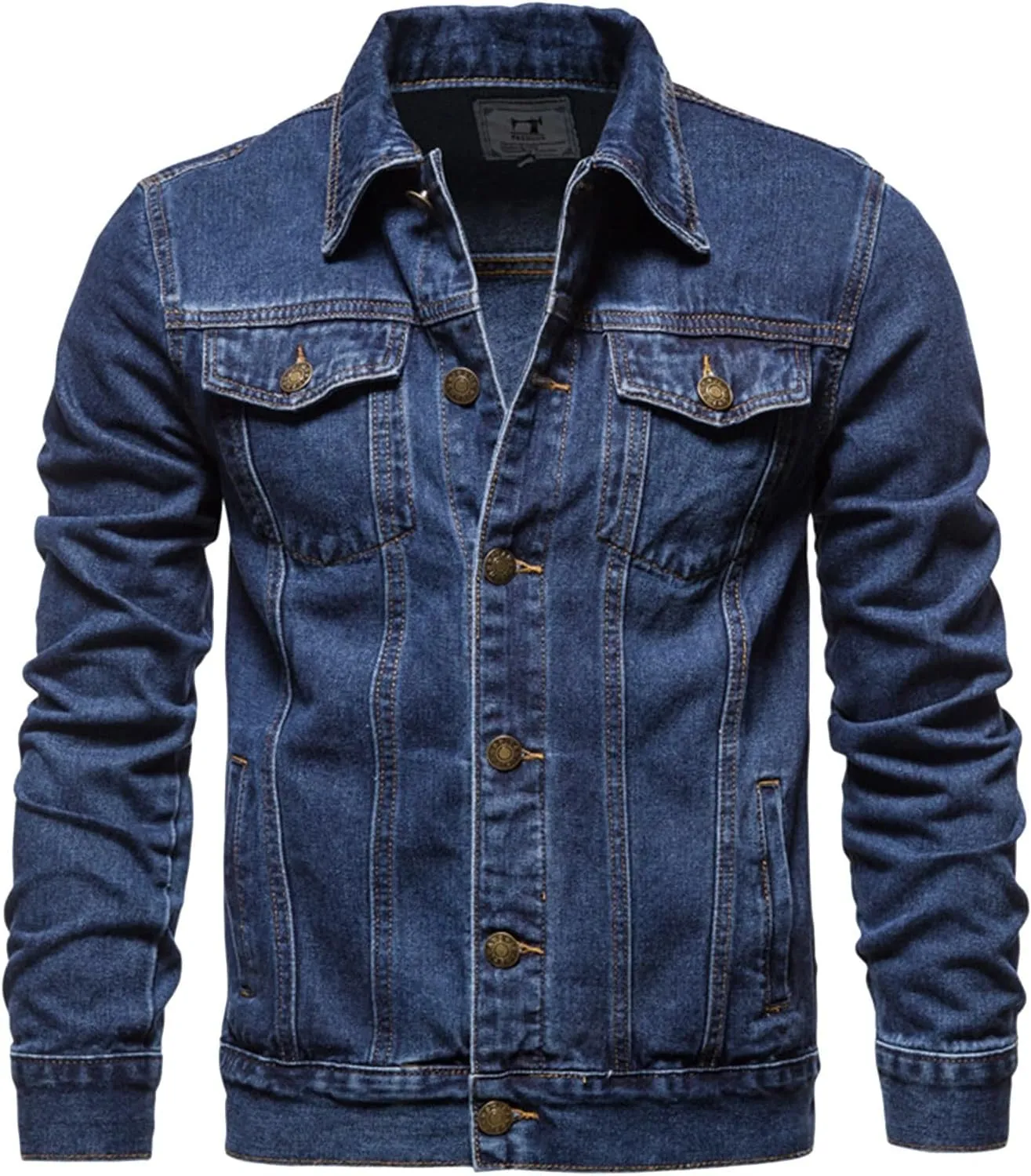 Mens Denim Jacket, Men'S Casual Workwear Long Sleeve Lapel Collar Denim Jacket Loose Multi Pocket Coat