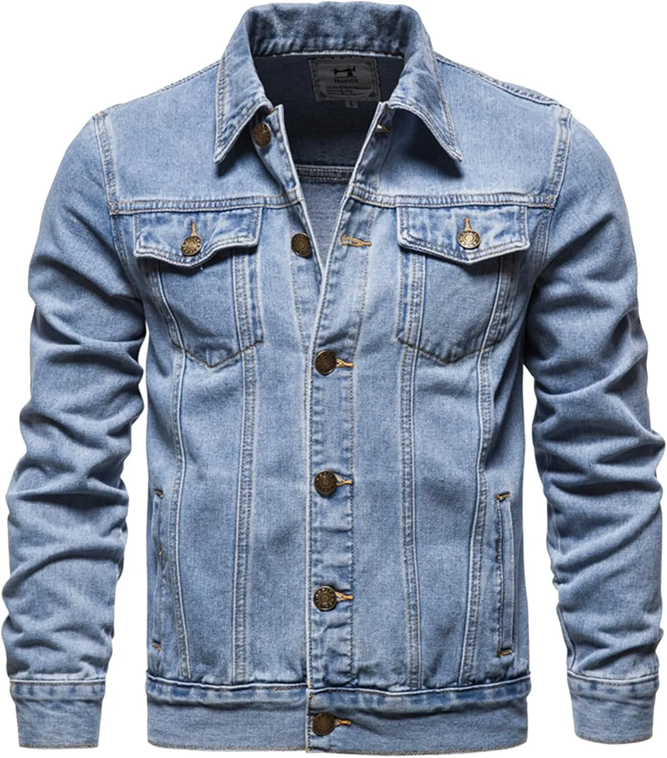 Men'S Denim Jackets, Men'S Casual Workwear Long Sleeve Lapel Collar Denim Jacket Loose Multi Pocket Coat