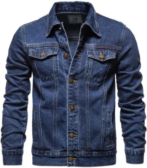 Men's Denim Shirt Casual Slim Fit Button Down Long Sleeve Washed Denim Polo Shirt