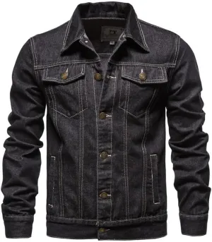 Men's Denim Shirt Casual Slim Fit Button Down Long Sleeve Washed Denim Polo Shirt