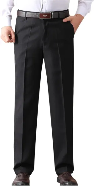 Mens Dress Pants Pleated Front Stretch Suit Pants Classic Fit Casual Dress Pants Straight Fit Pants