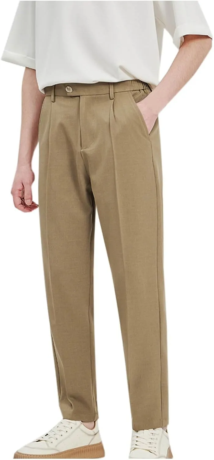 Men's Dress Pants Workday Classic Fit Suit Pants Casual Pleated Front Dress Pants Straight Fit Pants