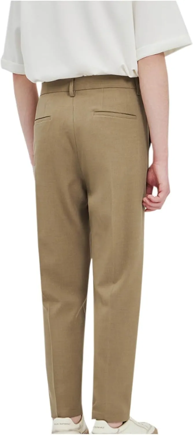 Men's Dress Pants Workday Classic Fit Suit Pants Casual Pleated Front Dress Pants Straight Fit Pants