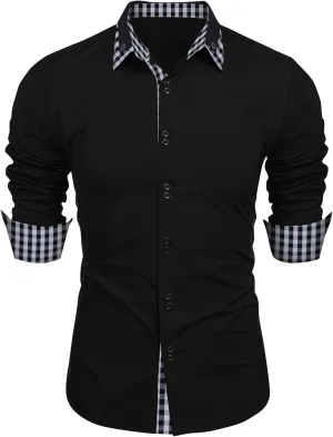 Mens Dress Shirts Casual Stretch Dress Shirt Fall Big and Tall Shirt