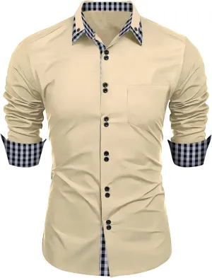 Mens Dress Shirts Casual Stretch Dress Shirt Fall Big and Tall Shirt