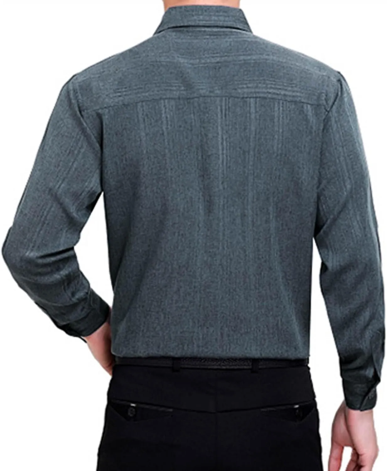 Mens Dress Shirts Long Sleeve Business Shirt Stretch Slim Fit Shirts Button Down Striped Shirt Wrinkle Free Shirt