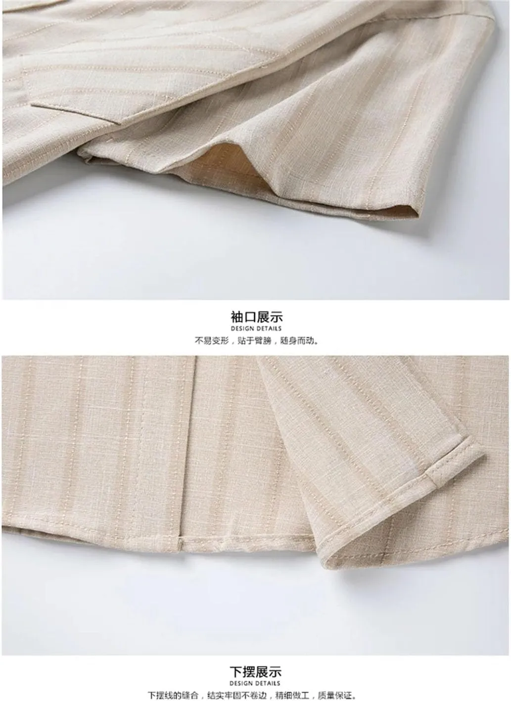 Men's Fashion Striped Shirt Short Sleeved Business Casual Linen Shirt