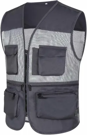 Men's Fishing Vest Utility Travel Vest with Pockets Casual Lightweight Outdoor Work Photo Cargo Fly Summer Vest
