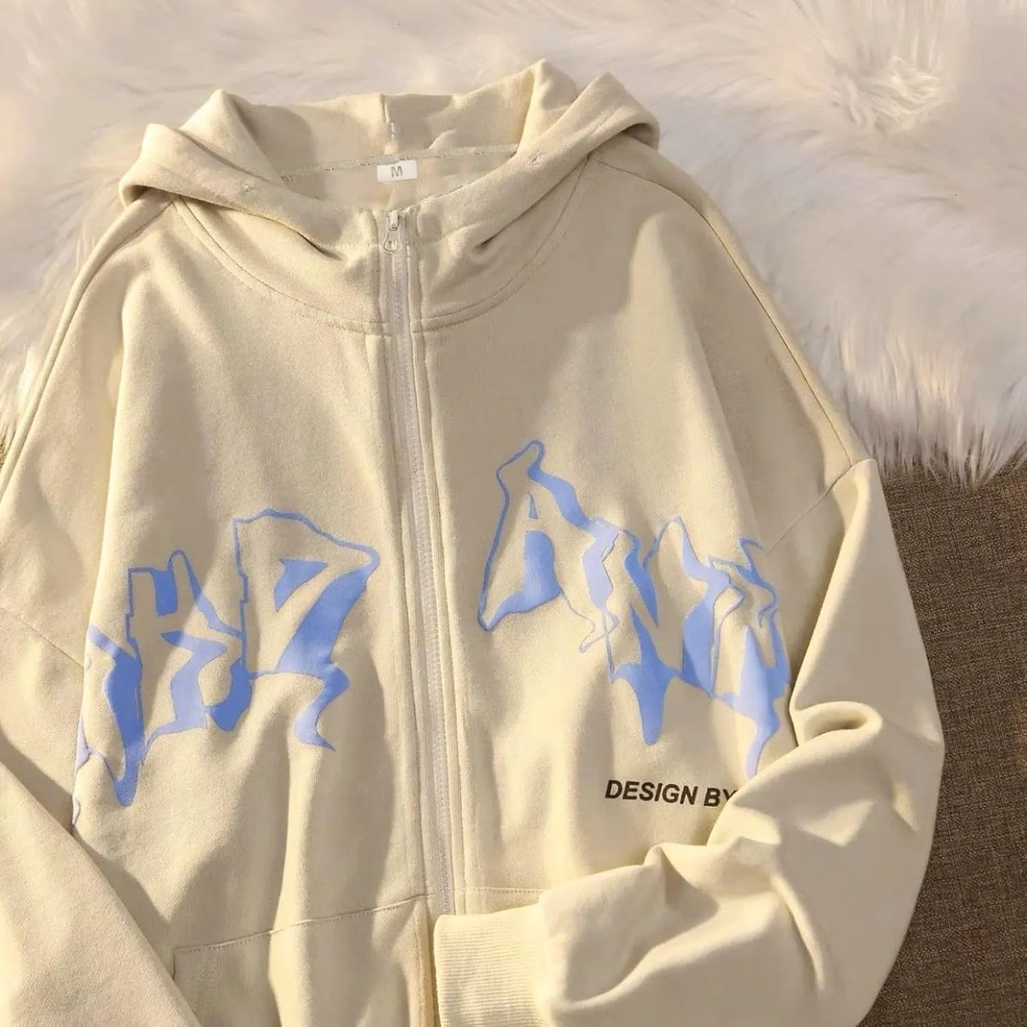 Mens Fleece Full-zip Hoodie Graphic Hoodies Y2K Jacket Fashion Aesthetic Sweatshirt Gothic Long Sleeve Letter Print Hoodies