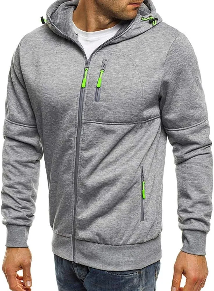 Men's Full-Zip Hoodie Mens' Autumn Winter Long Sleeve Zipper Hooded Sweatshirt Sweatshirts Casual Long Sleeve Shirts