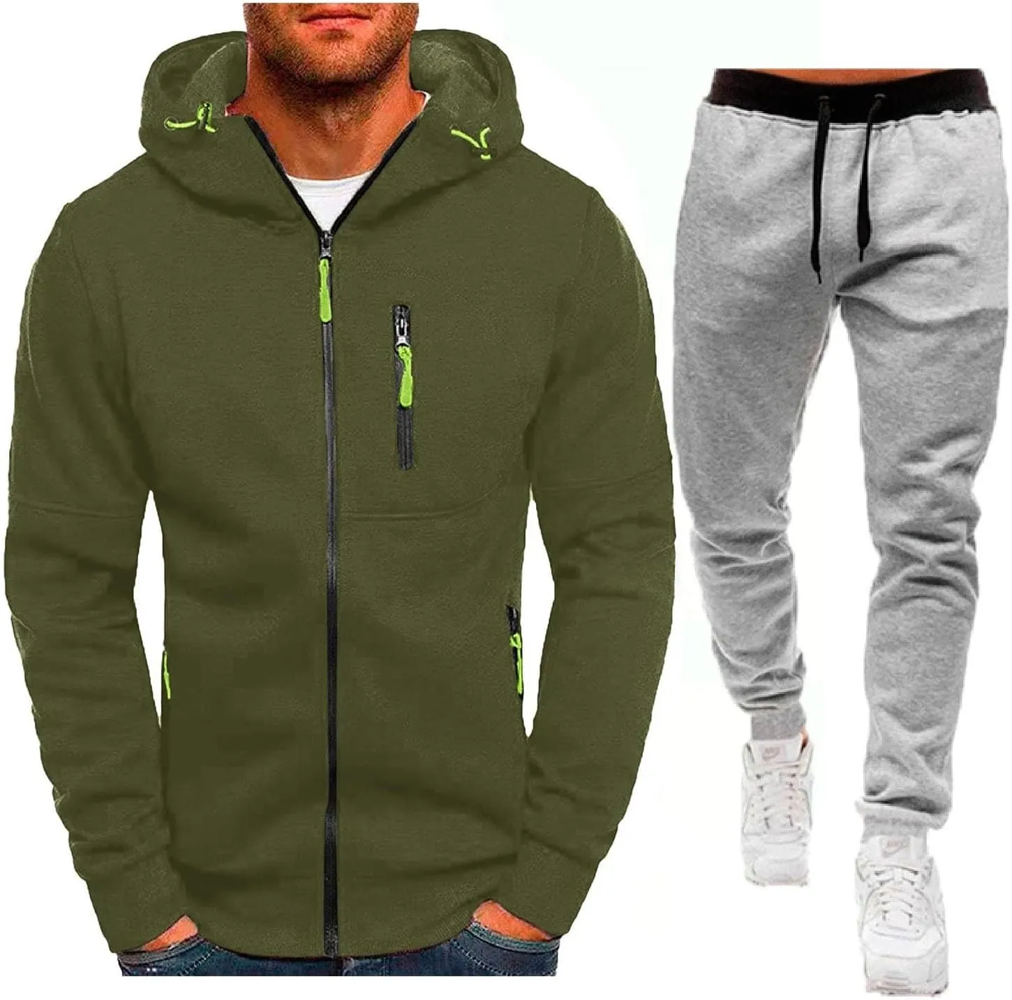 Men's Full-Zip Hoodie Mens' Autumn Winter Long Sleeve Zipper Hooded Sweatshirt Sweatshirts Casual Long Sleeve Shirts