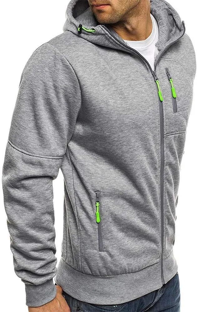 Men's Full-Zip Hoodie Mens' Autumn Winter Long Sleeve Zipper Hooded Sweatshirt Sweatshirts Casual Long Sleeve Shirts