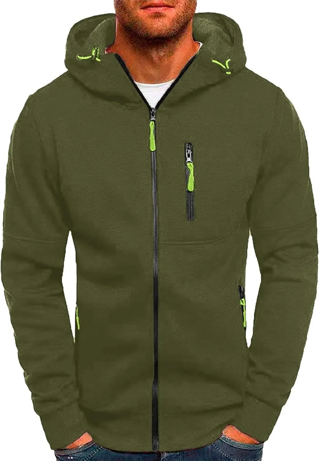 Men's Full-Zip Hoodie Mens' Autumn Winter Long Sleeve Zipper Hooded Sweatshirt Sweatshirts Casual Long Sleeve Shirts