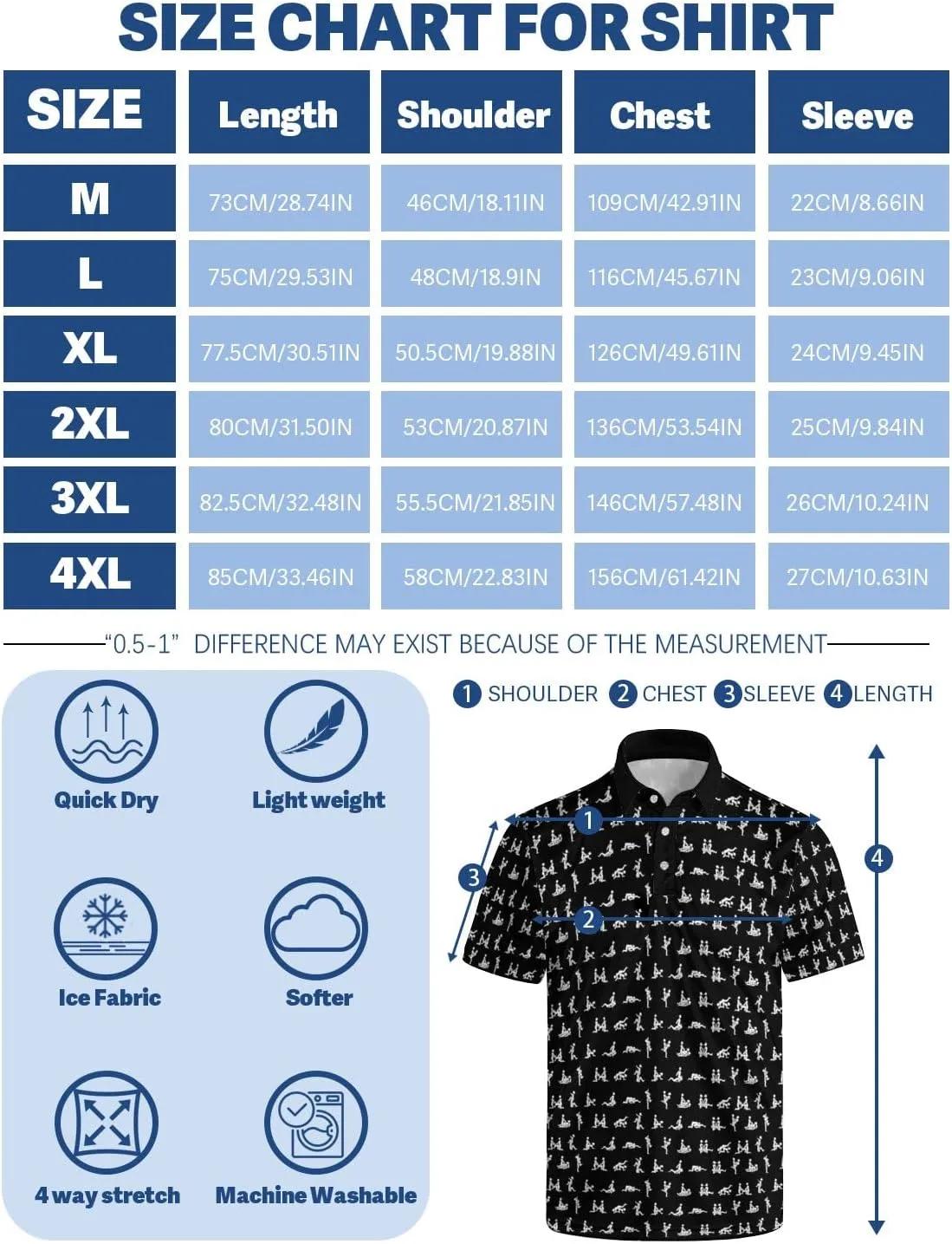 Men's Golf Shirt Moisture Wicking Polo Shirt Athletic Tennis Shirt Performance Polo Shirt for Men