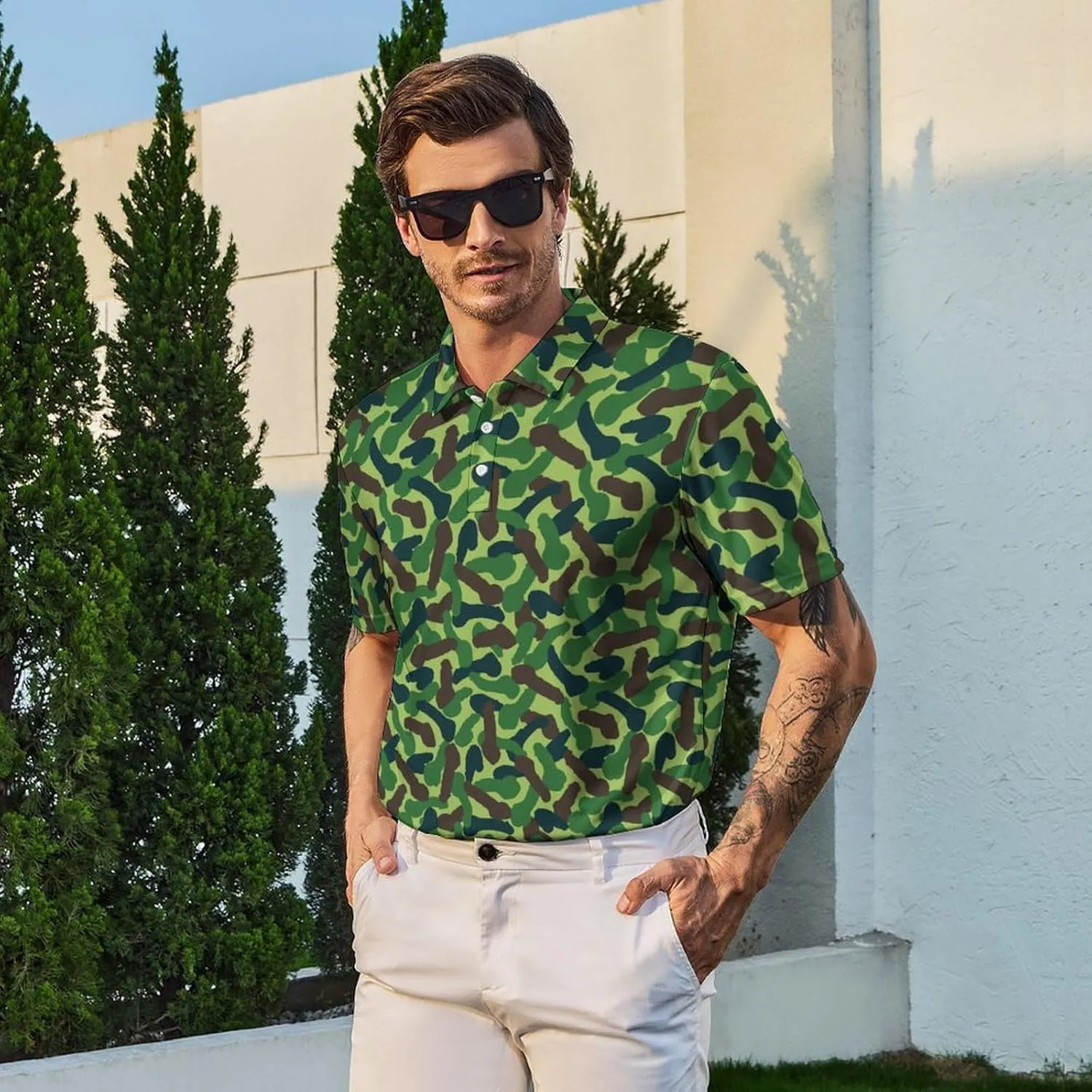 Men's Golf Shirt Moisture Wicking Polo Shirt Athletic Tennis Shirt Performance Polo Shirt for Men
