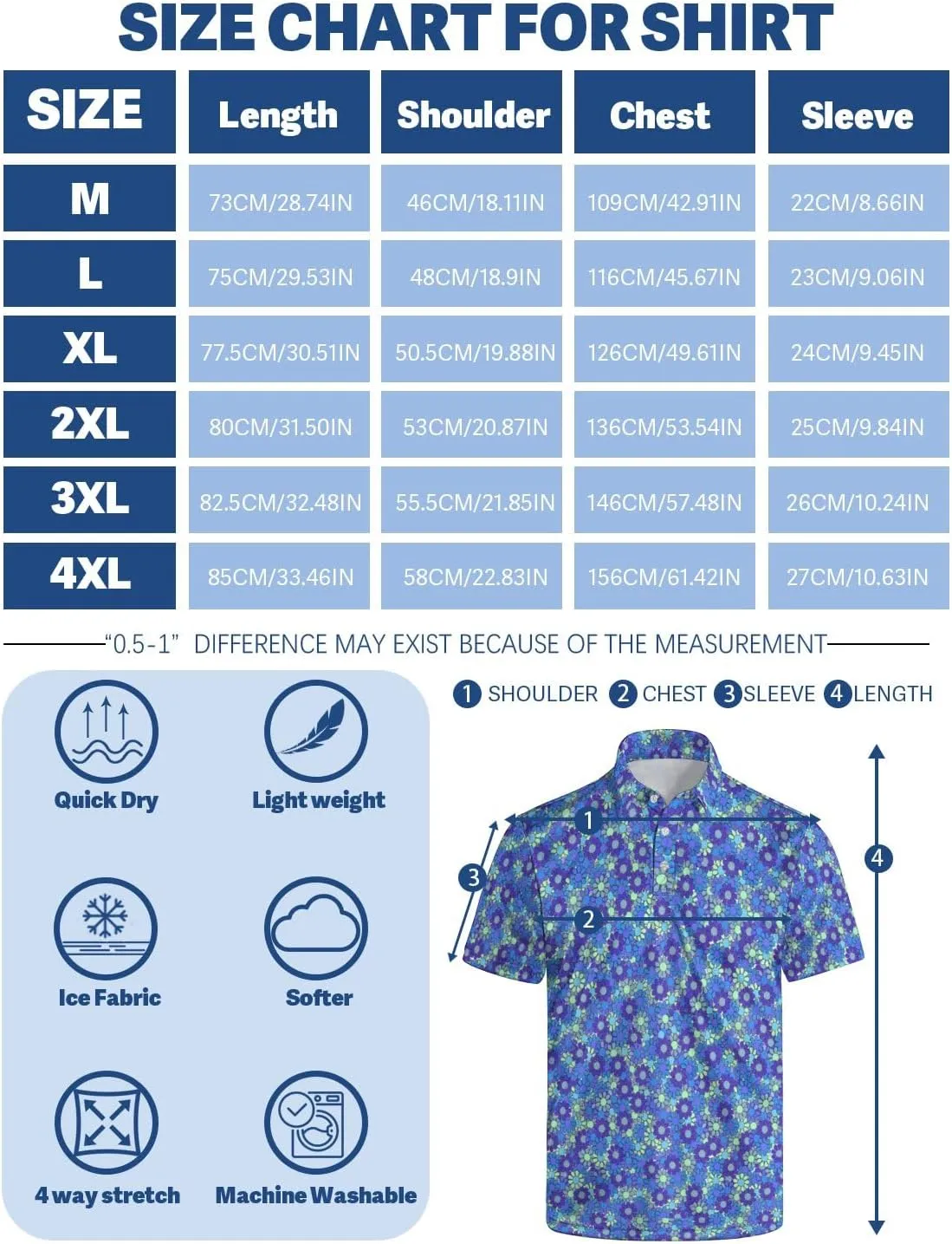 Men's Golf Shirt Moisture Wicking Polo Shirt Athletic Tennis Shirt Performance Polo Shirt for Men