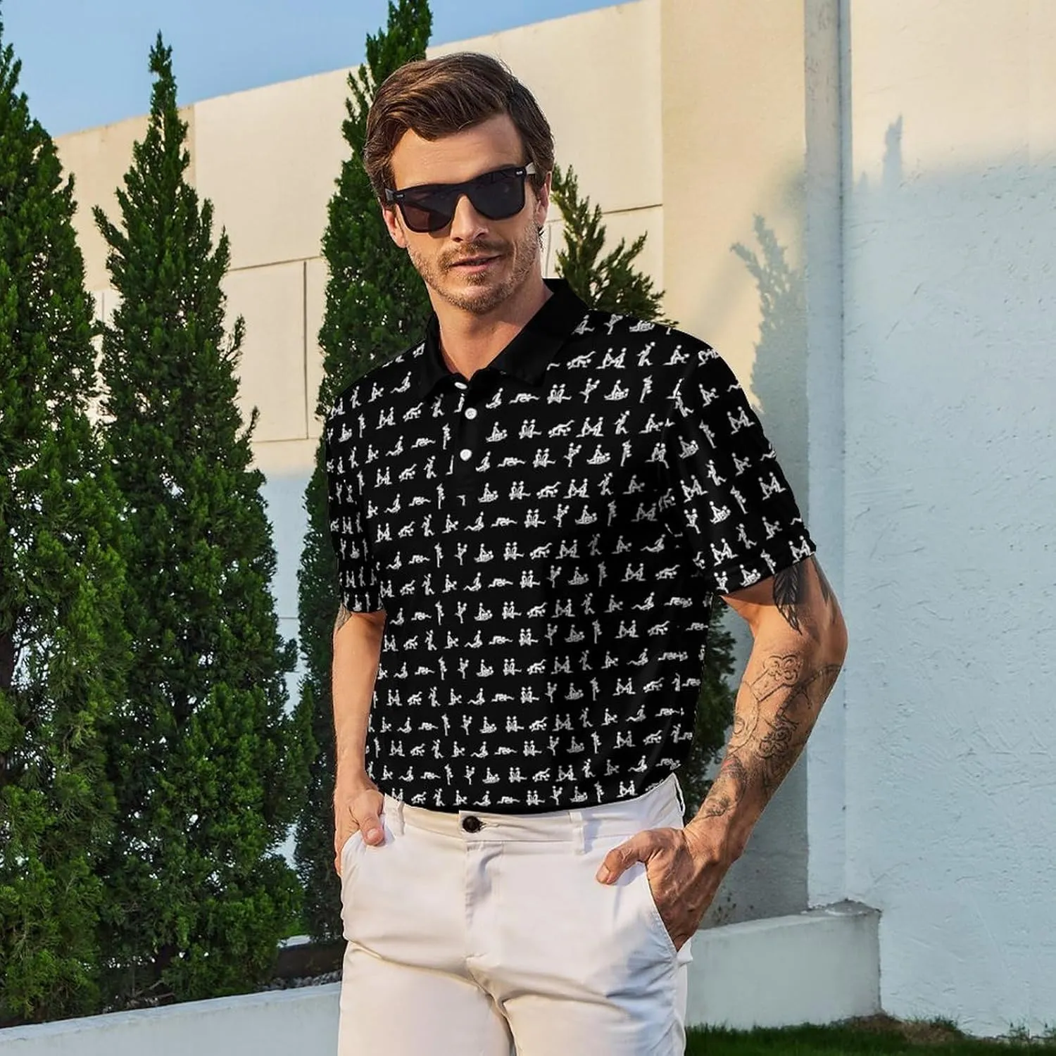 Men's Golf Shirt Moisture Wicking Polo Shirt Athletic Tennis Shirt Performance Polo Shirt for Men