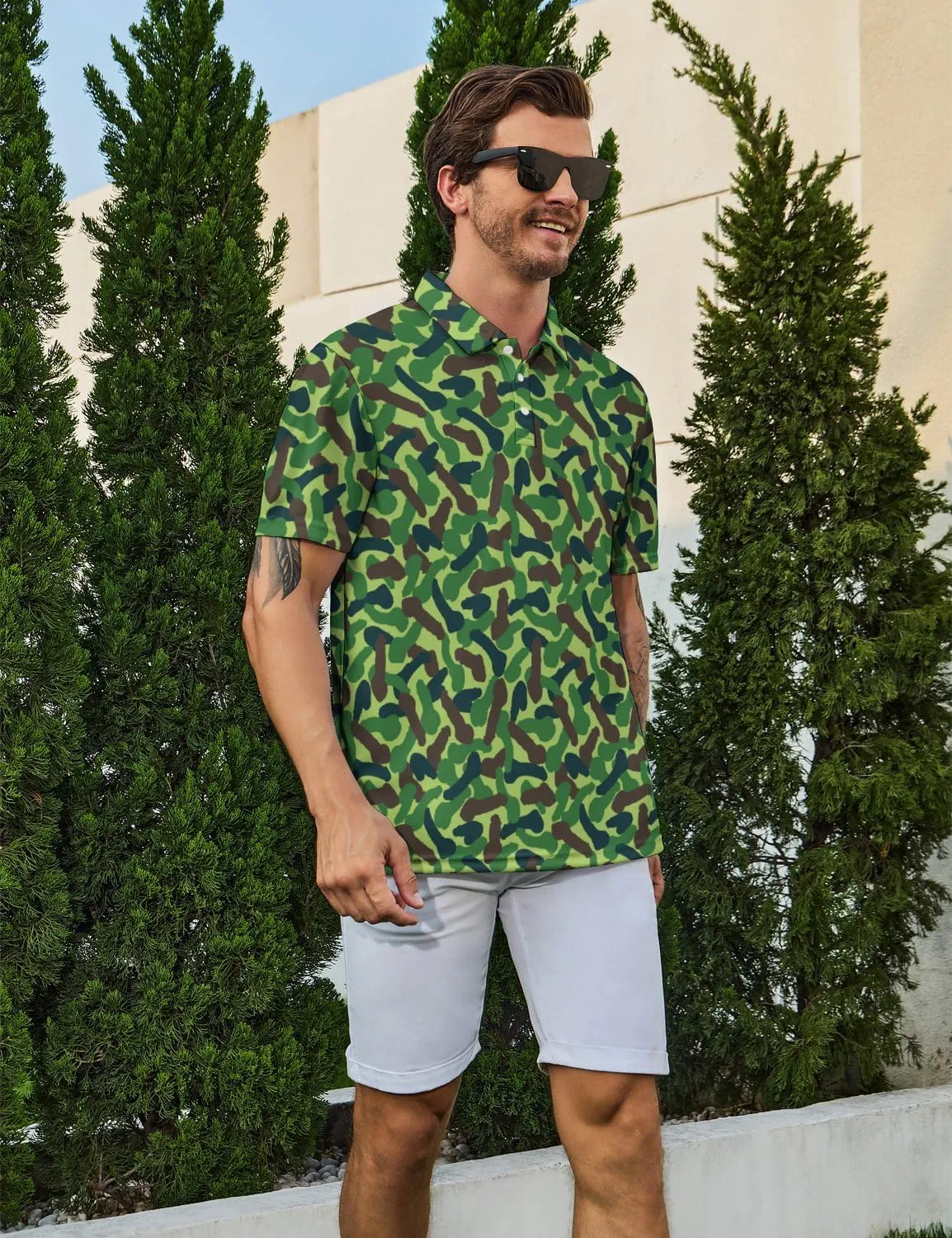 Men's Golf Shirt Moisture Wicking Polo Shirt Athletic Tennis Shirt Performance Polo Shirt for Men