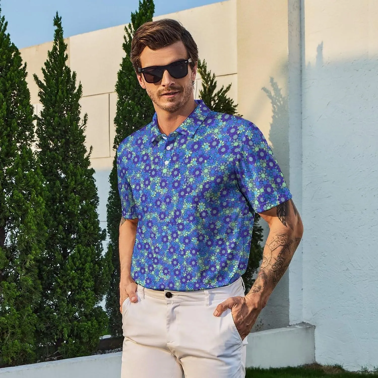 Men's Golf Shirt Moisture Wicking Polo Shirt Athletic Tennis Shirt Performance Polo Shirt for Men