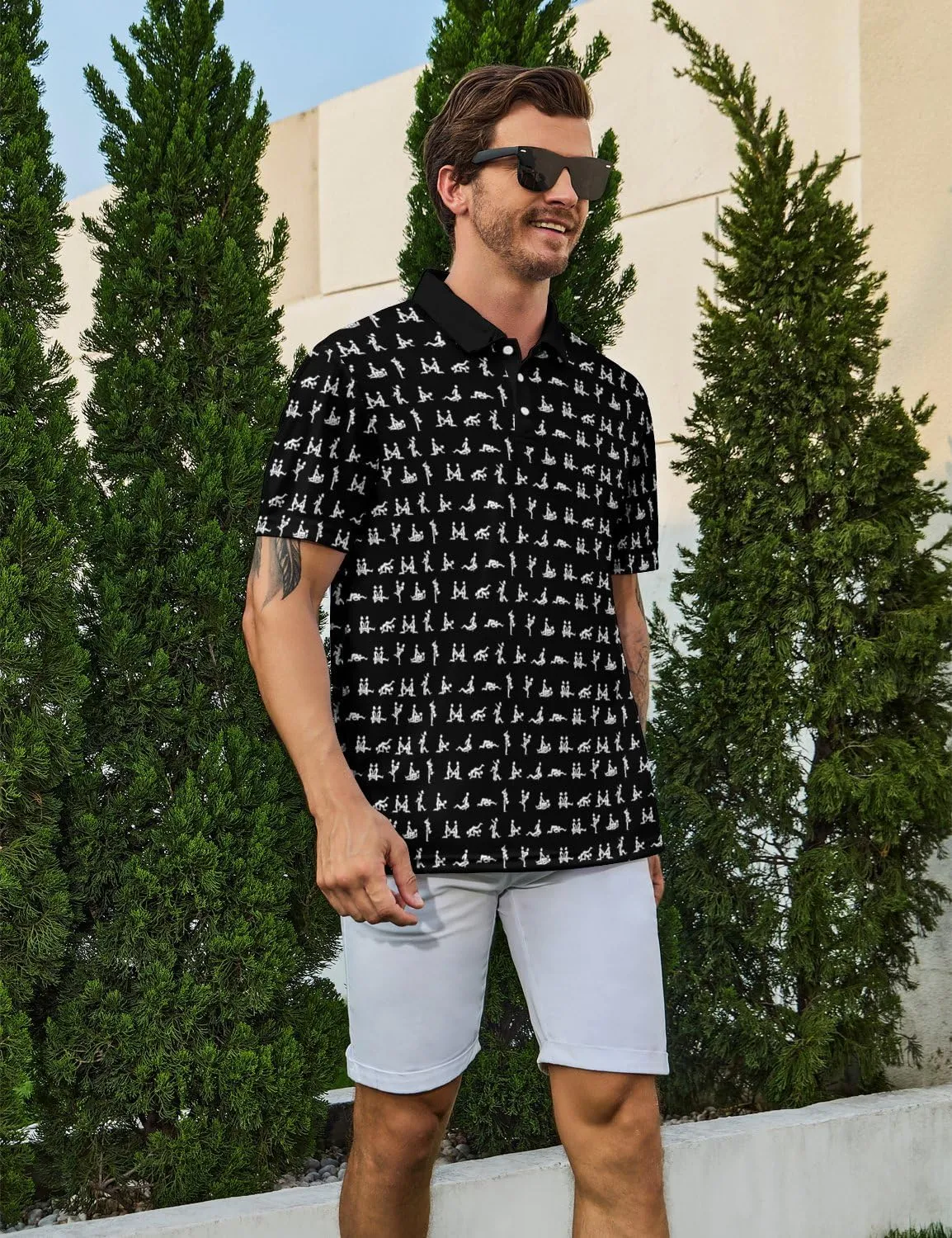 Men's Golf Shirt Moisture Wicking Polo Shirt Athletic Tennis Shirt Performance Polo Shirt for Men