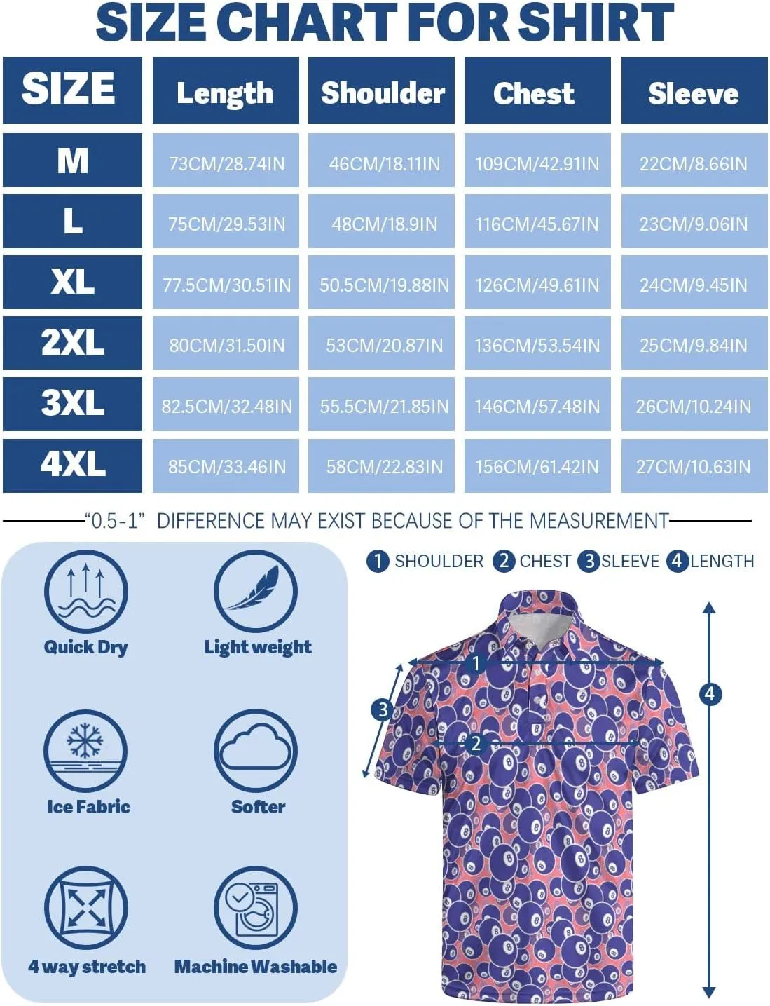 Mens Golf Shirt Performance Moisture Wicking Polo Shirt Collared Short Sleeve Golf Polo Shirt