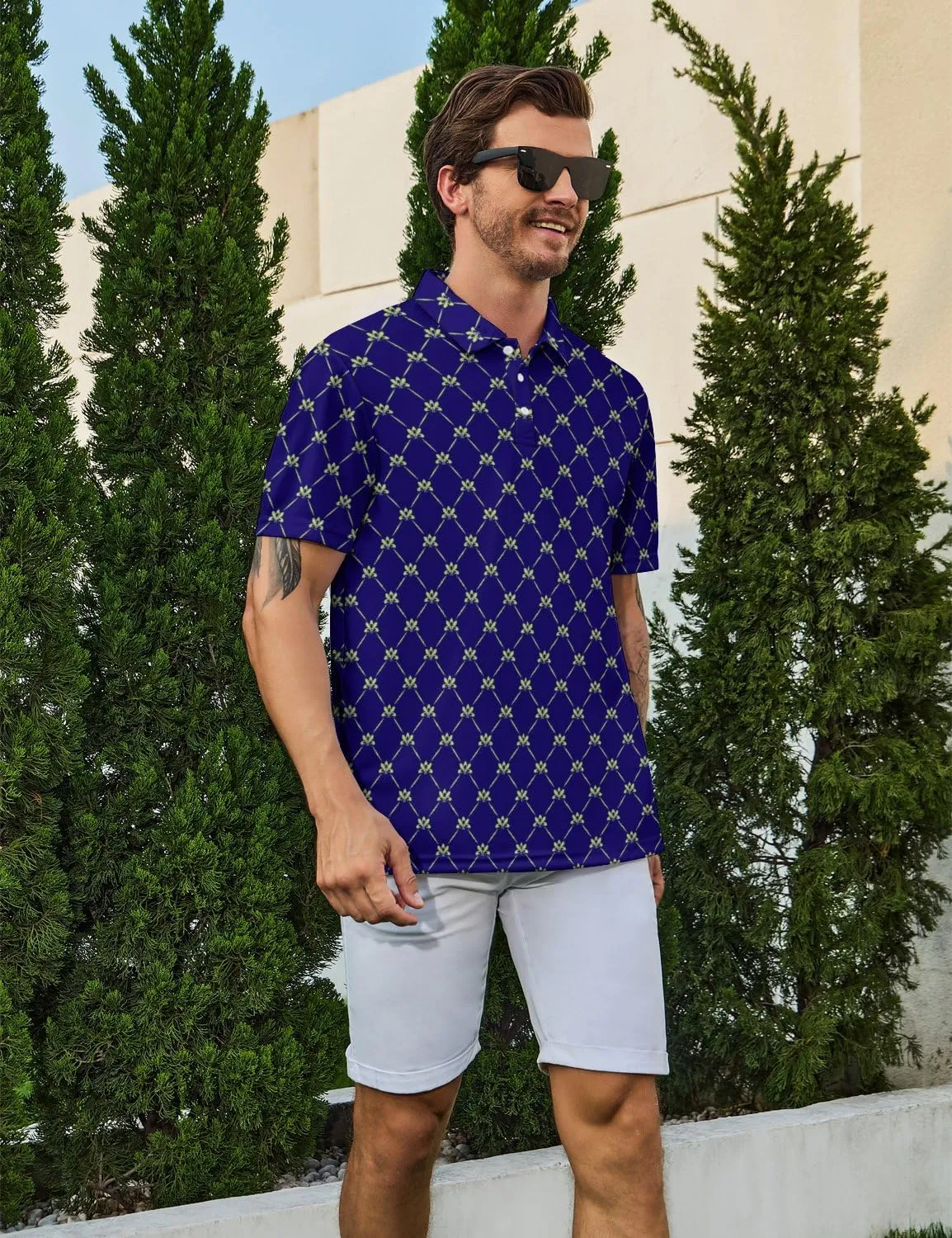 Mens Golf Shirt Performance Moisture Wicking Polo Shirt Collared Short Sleeve Golf Polo Shirt