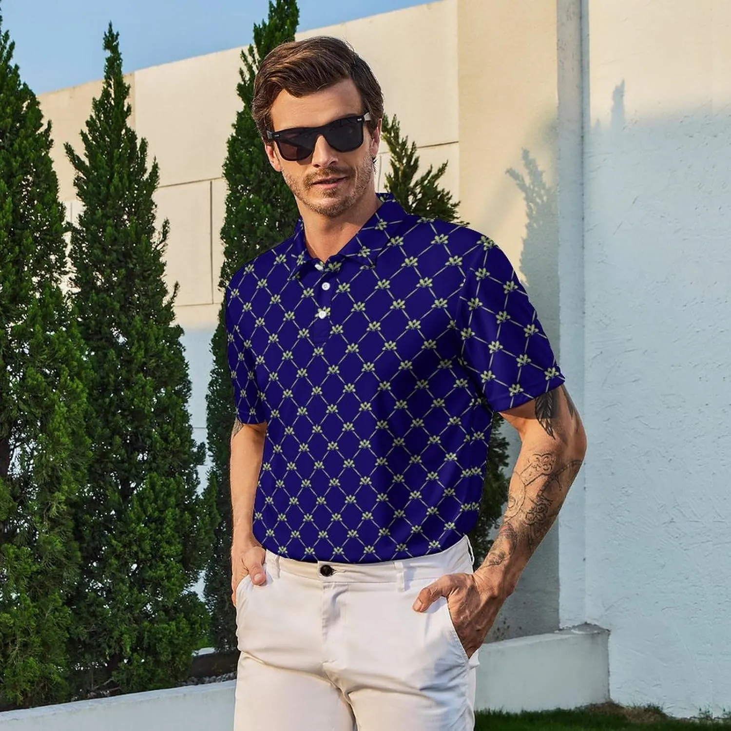 Mens Golf Shirt Performance Moisture Wicking Polo Shirt Collared Short Sleeve Golf Polo Shirt