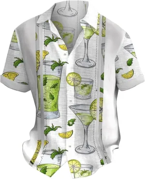 Mens Hawaiian Shirts Shirt with Men's Beach Summer Shirt Printed Tropical Vacation Shirts White Hawaiian Shirt Mens
