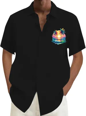 Mens Hawaiian Shirts Shirt with Men's Beach Summer Shirt Short Sleeve Floral Shirt Hawaiian Shirts for Men Big and