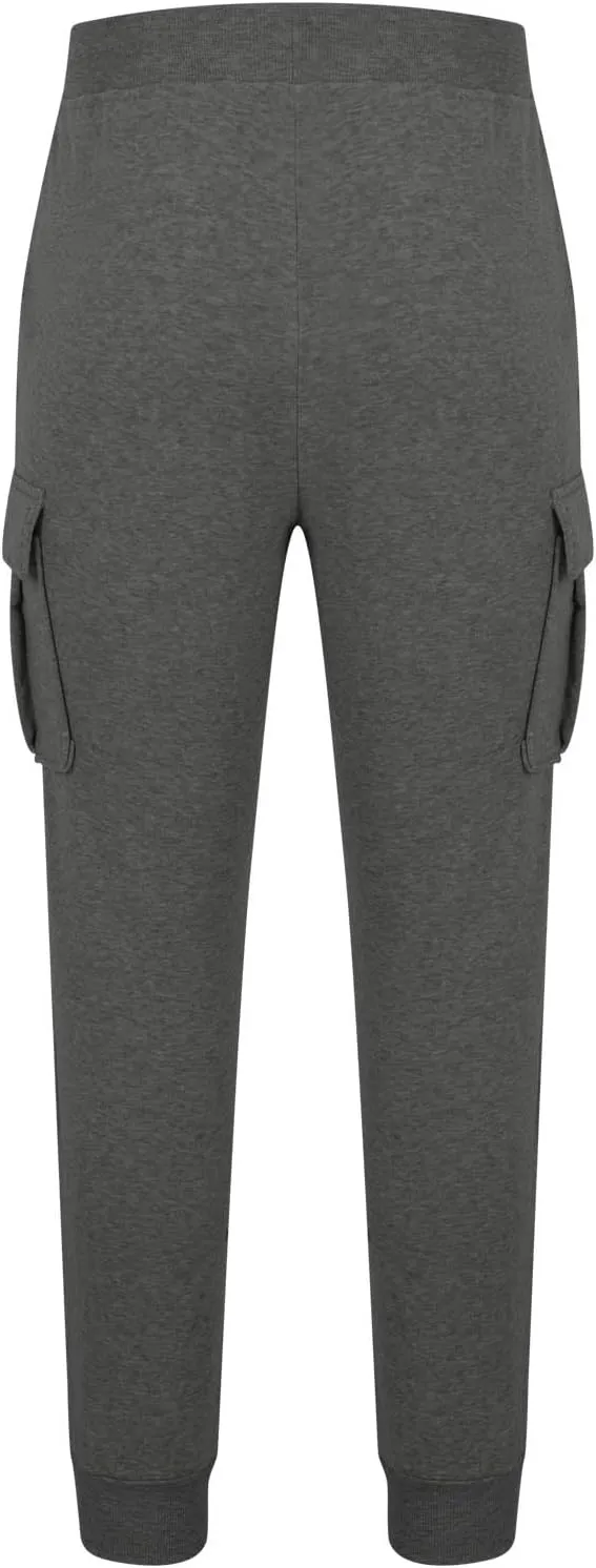 Men's Heavyweight Cargo Fleece Sweatpants Stretch Elastic Waist Joggers Sports Pants Drawstring Sports Trousers