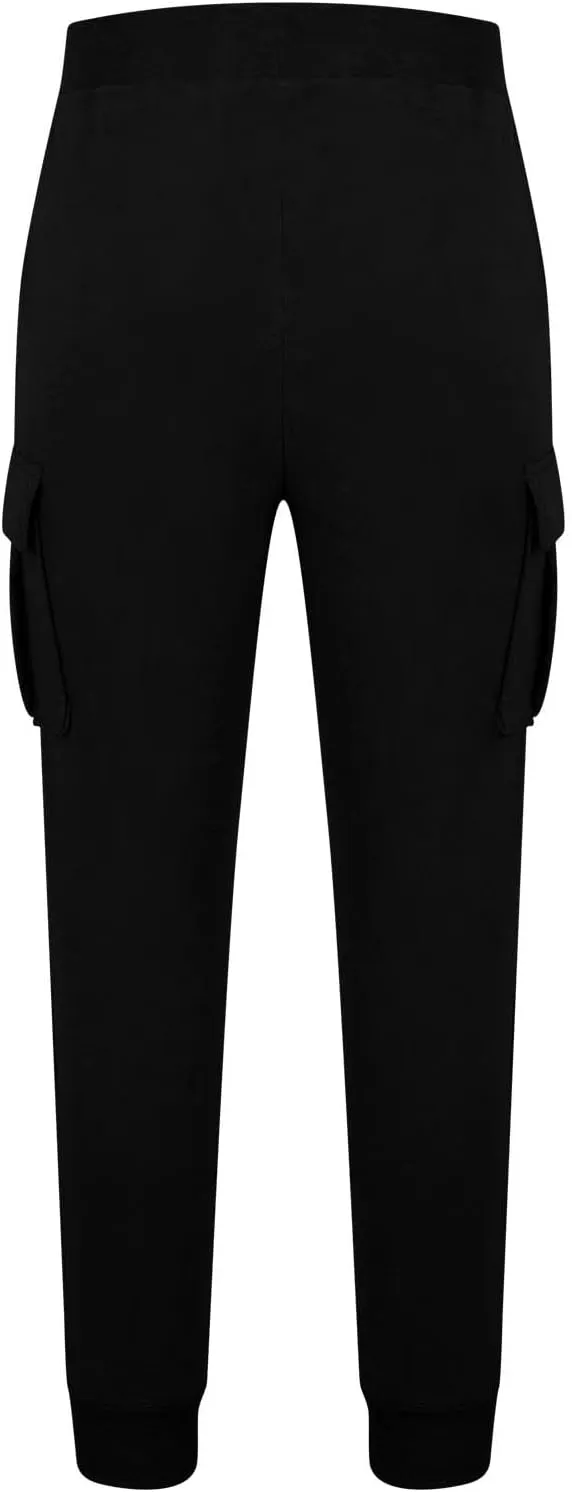 Men's Heavyweight Cargo Fleece Sweatpants Stretch Elastic Waist Joggers Sports Pants Drawstring Sports Trousers