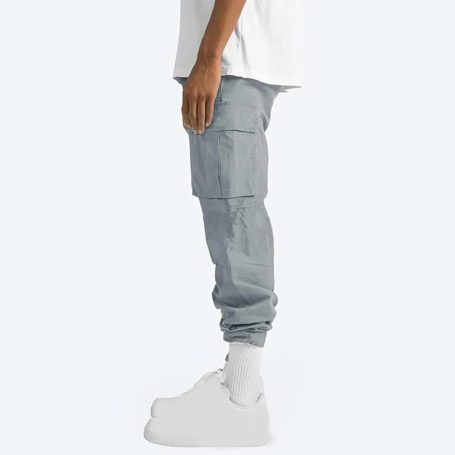 Men's Heavyweight Cargo Fleece Sweatpants Stretch Elastic Waist Multiple Pockets Sports Pants Fitness Sports