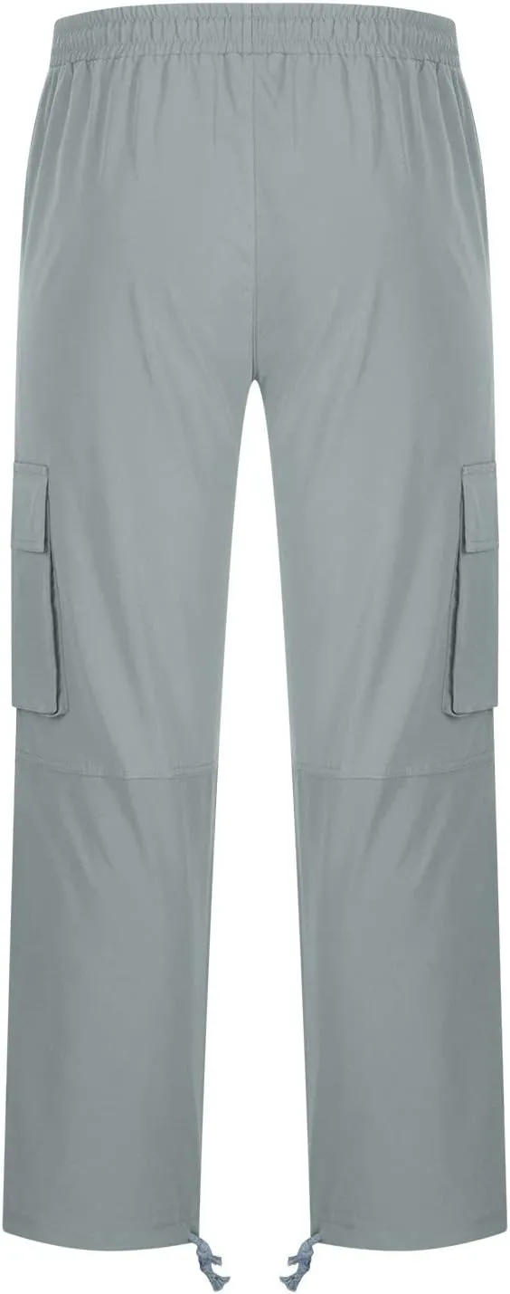 Men's Heavyweight Cargo Fleece Sweatpants Stretch Elastic Waist Multiple Pockets Sports Pants Fitness Sports